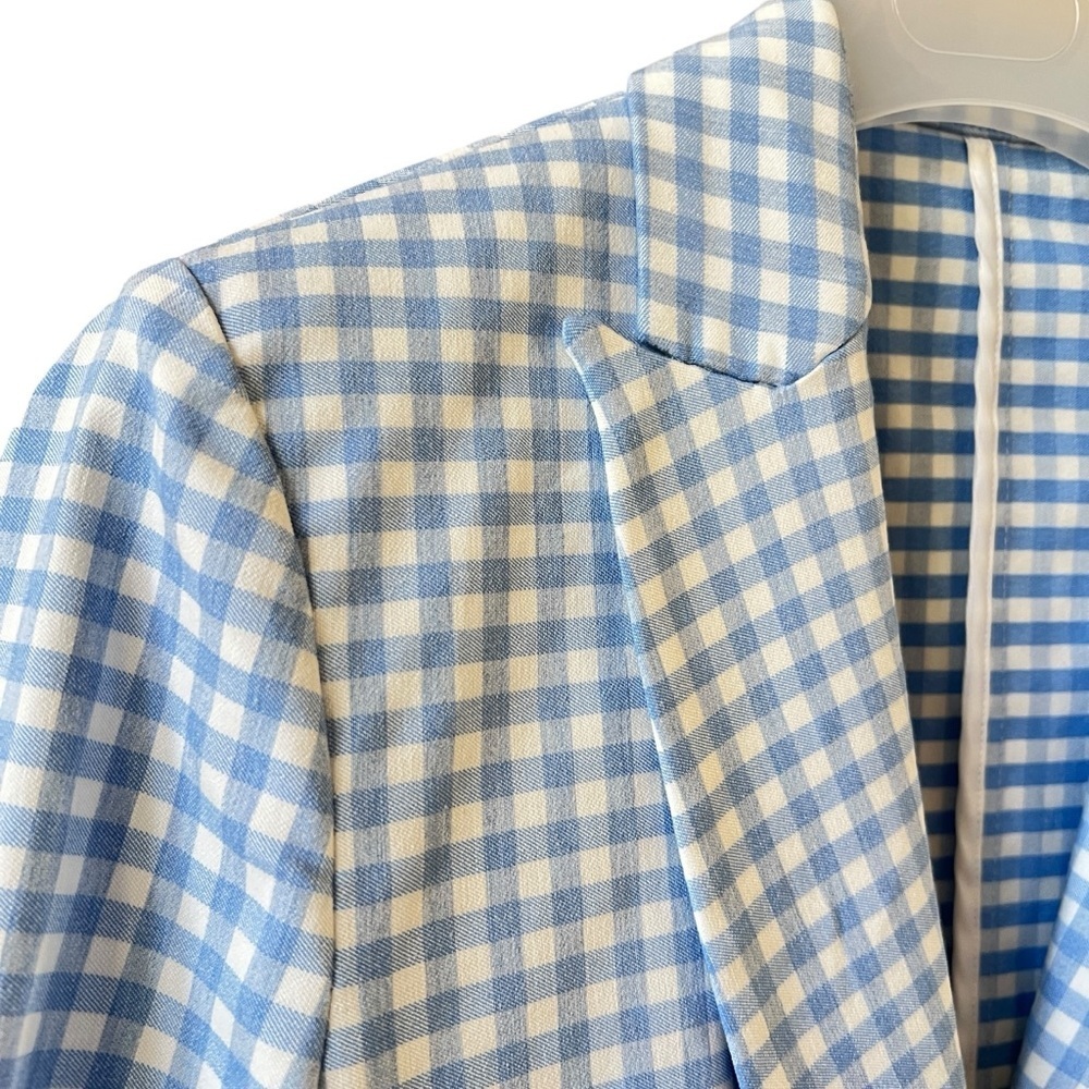 J. McLaughlin Light Blue Gingham Blazer - Picture 3 of 12